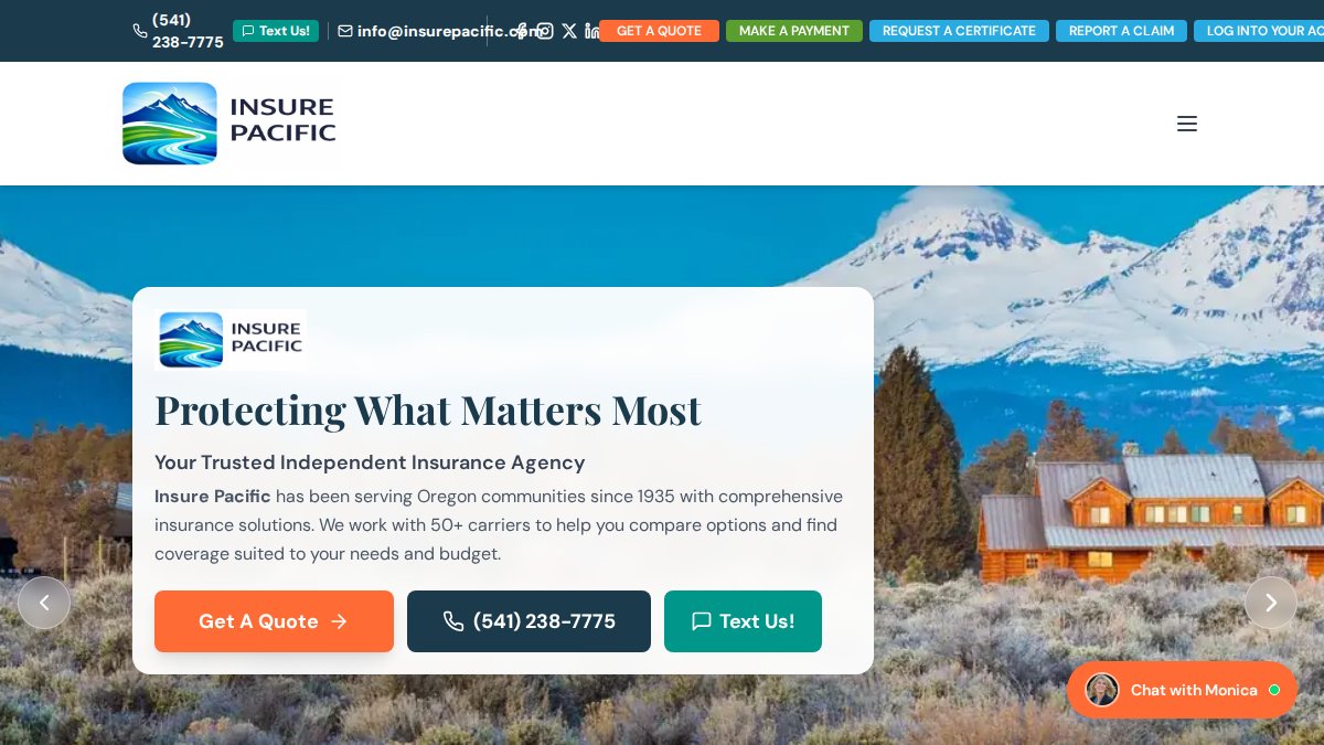 Screenshot of insurepacific.com interface
