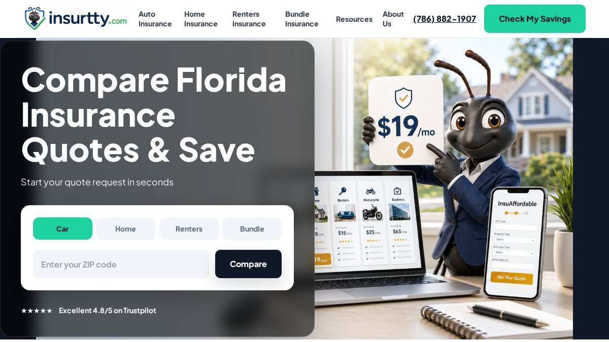 Screenshot of insurtty.com interface