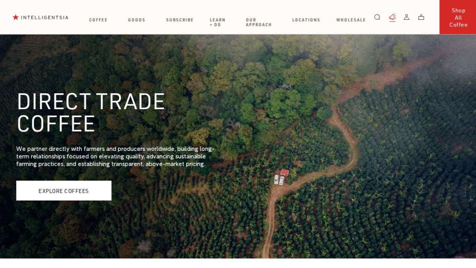 Screenshot of intelligentsiacoffee.com interface
