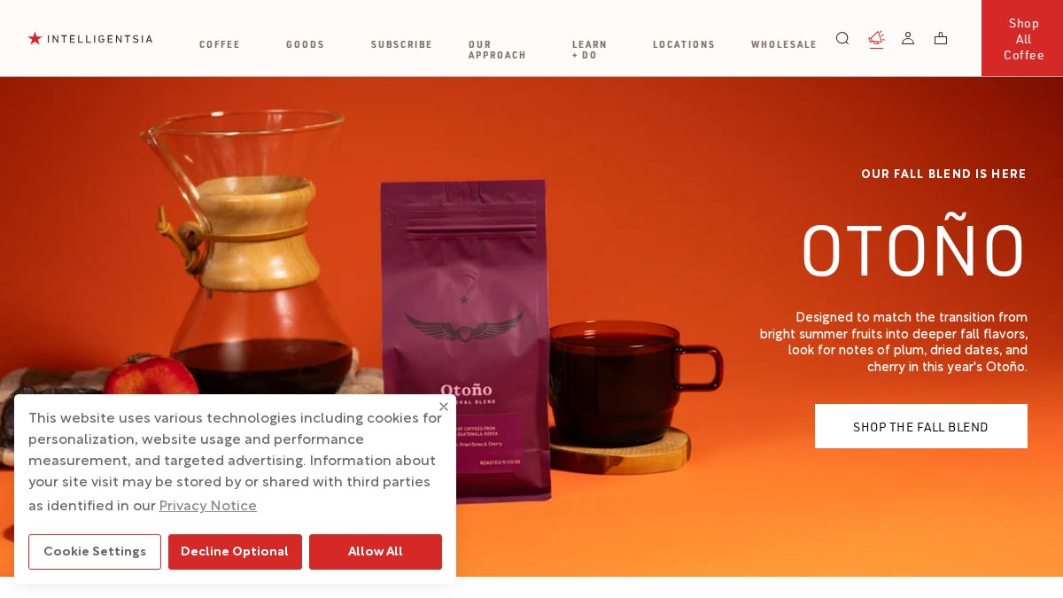 Screenshot of intelligentsia.com interface