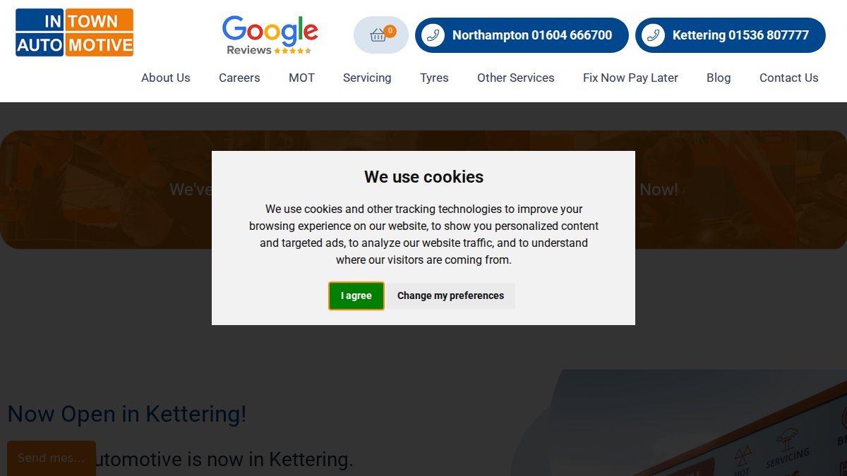 Screenshot of intownautomotive.co.uk interface