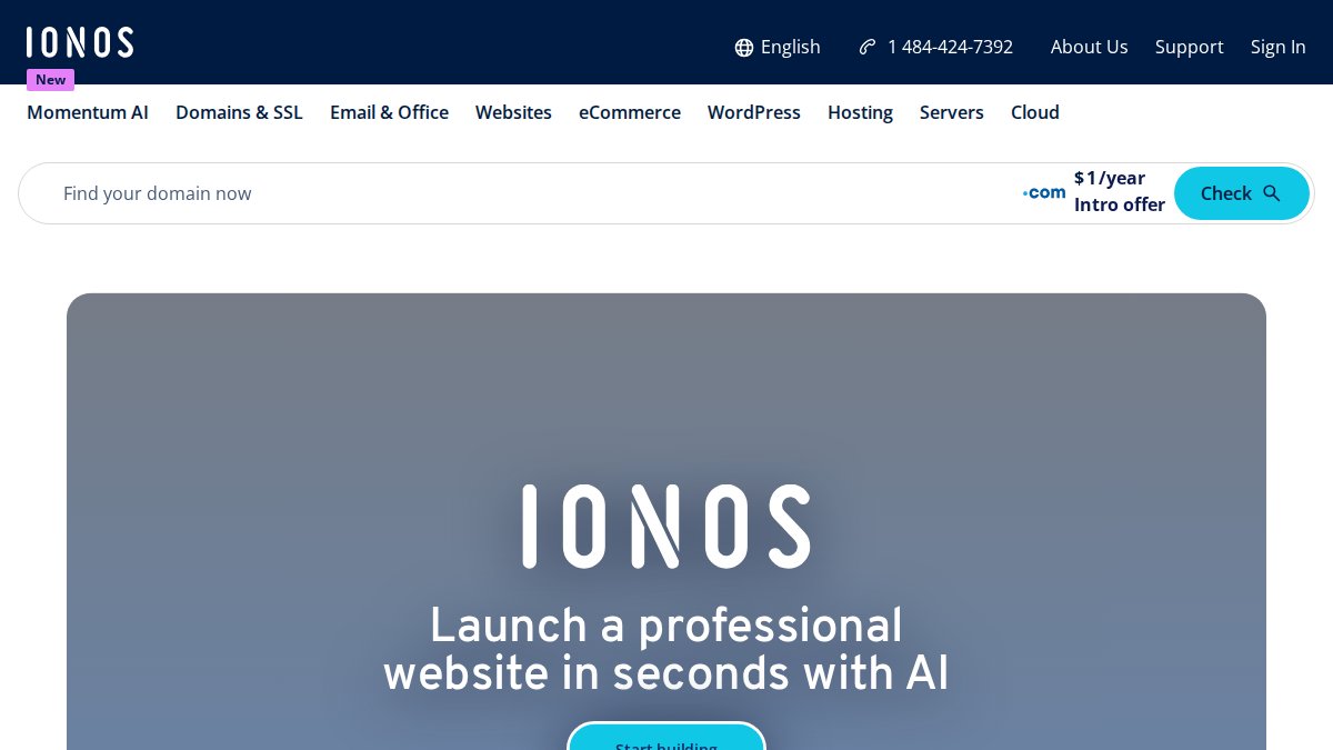 Screenshot of ionos.com interface