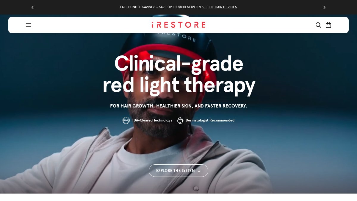 Screenshot of irestorelaser.com interface