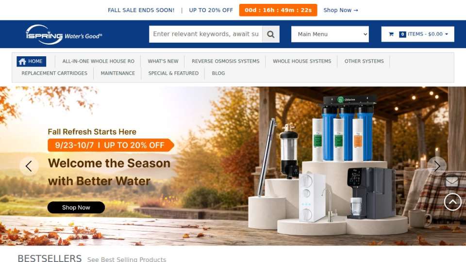 Screenshot of ispringfilter.com interface