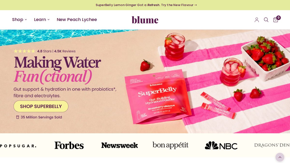 Screenshot of itsblume.com interface