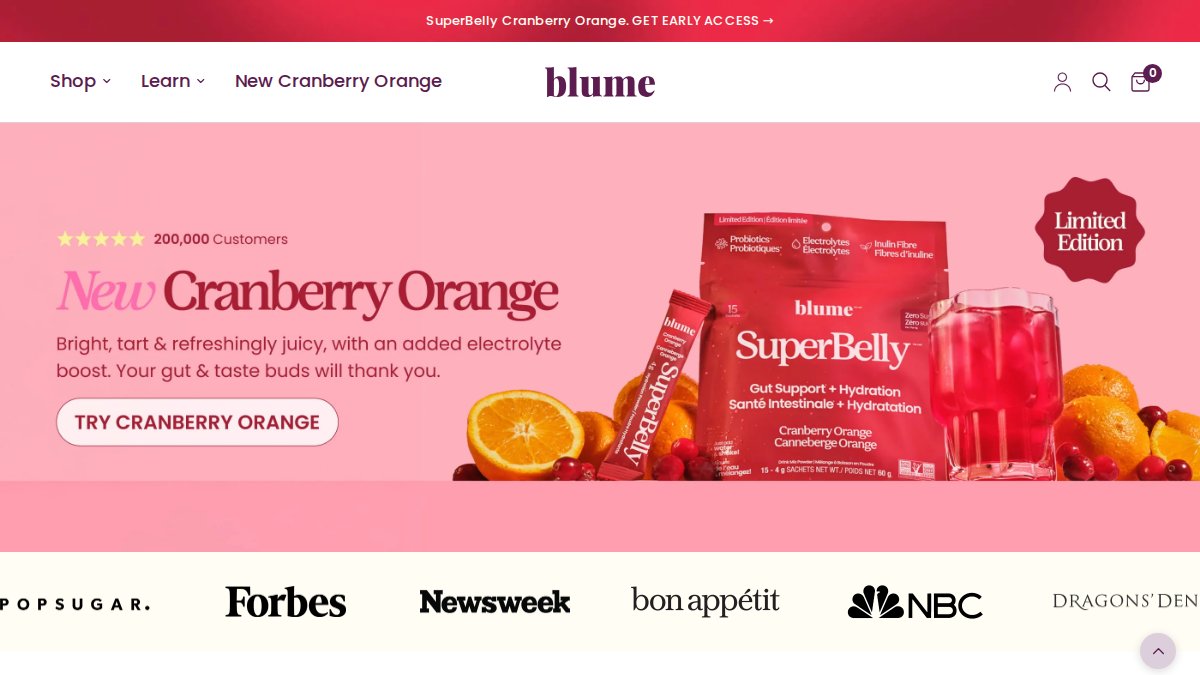 Screenshot of itsblume.com interface