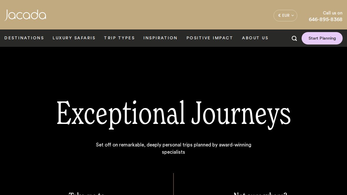 Screenshot of jacadatravel.com interface