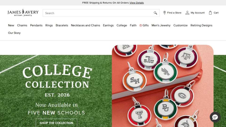 Screenshot of jamesavery.com interface