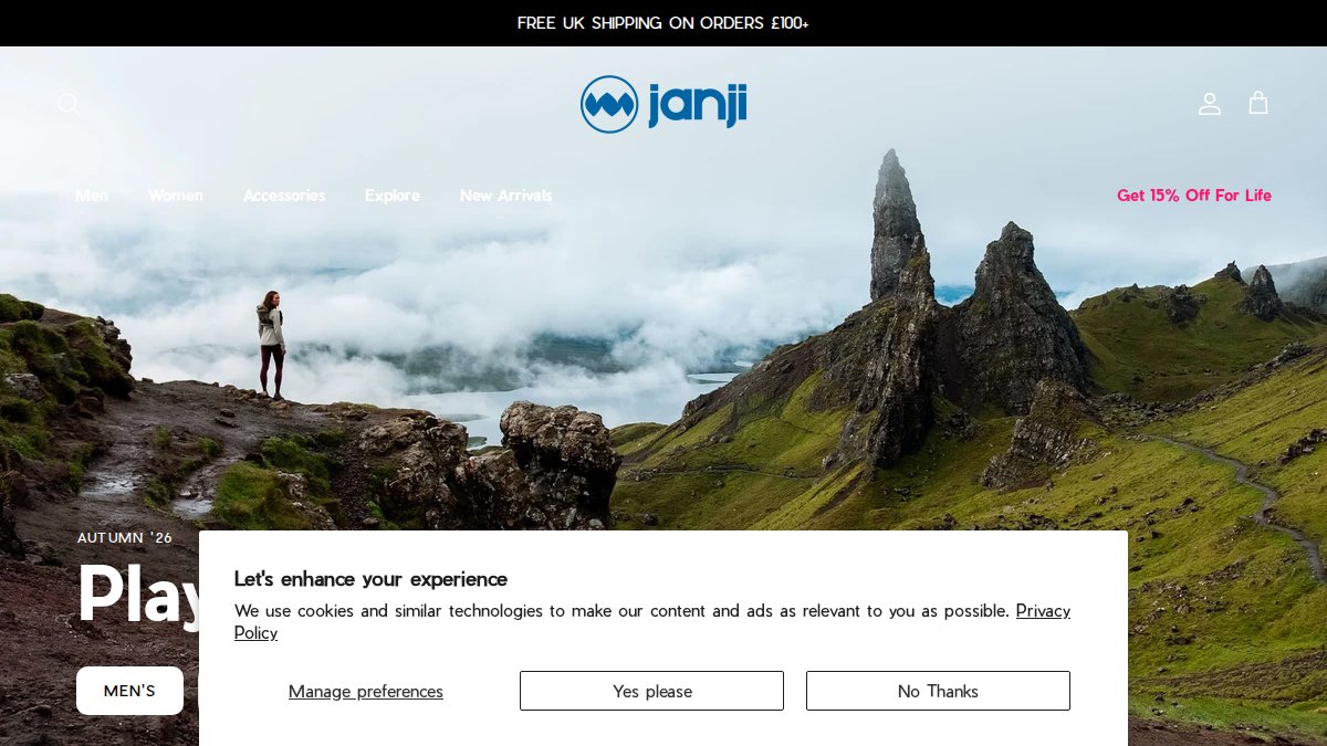 Screenshot of janji.com interface