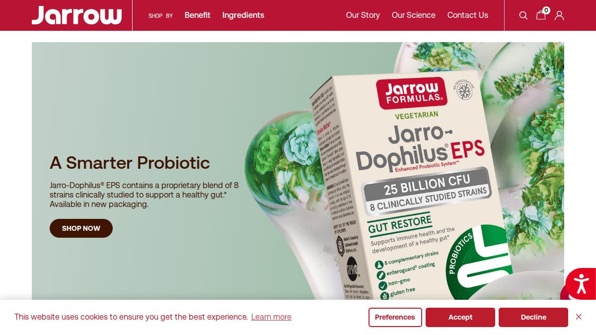 Screenshot of jarrow.com interface