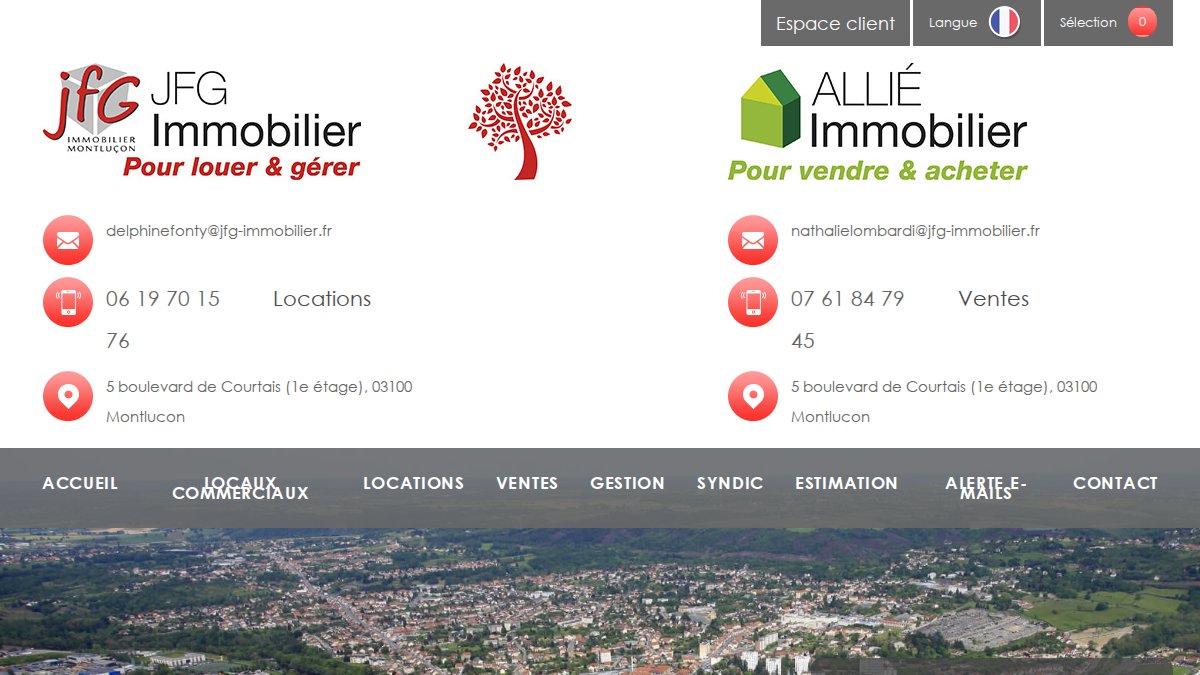 Screenshot of jfg-immobilier.fr interface