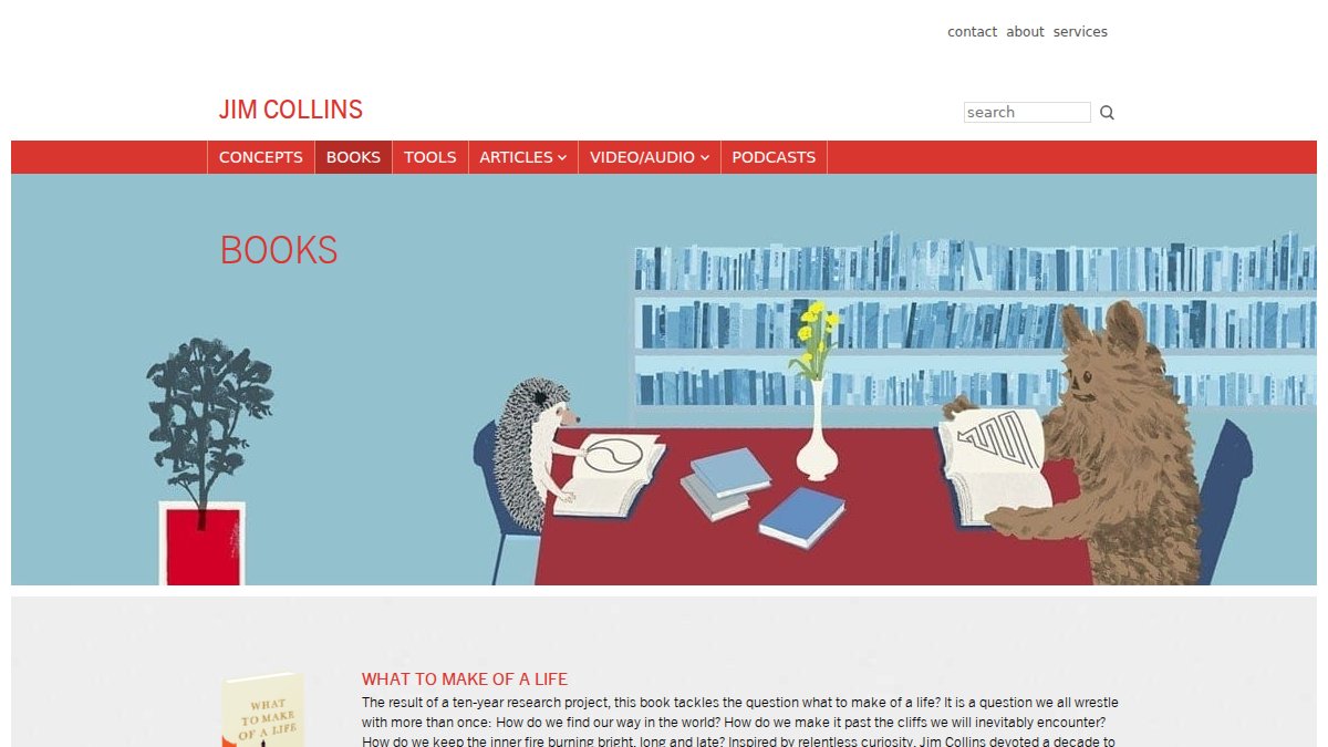 Screenshot of Books page on jimcollins.com