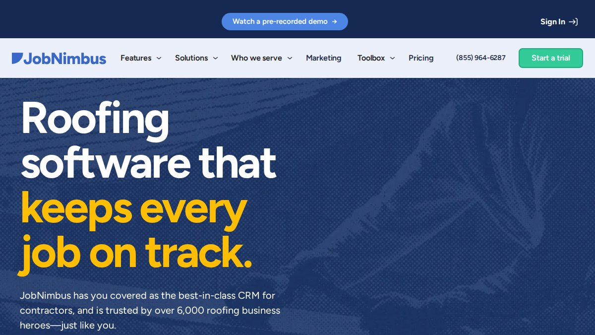 Screenshot of jobnimbus.com interface