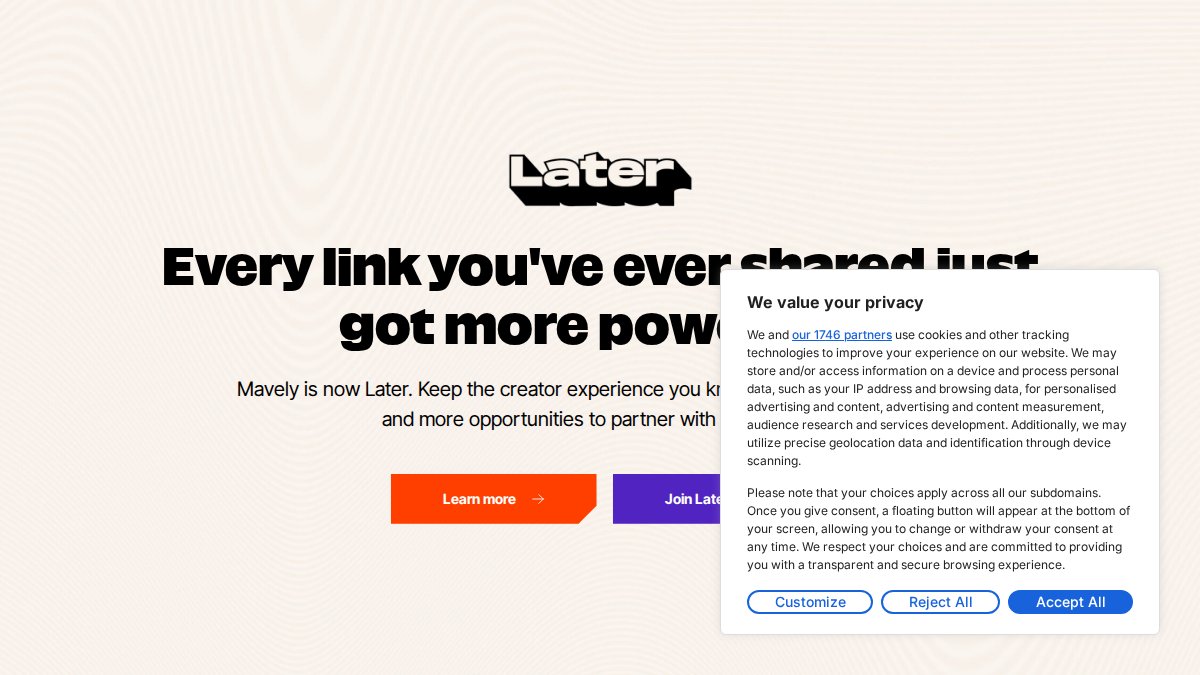 Screenshot of joinmavely.com interface