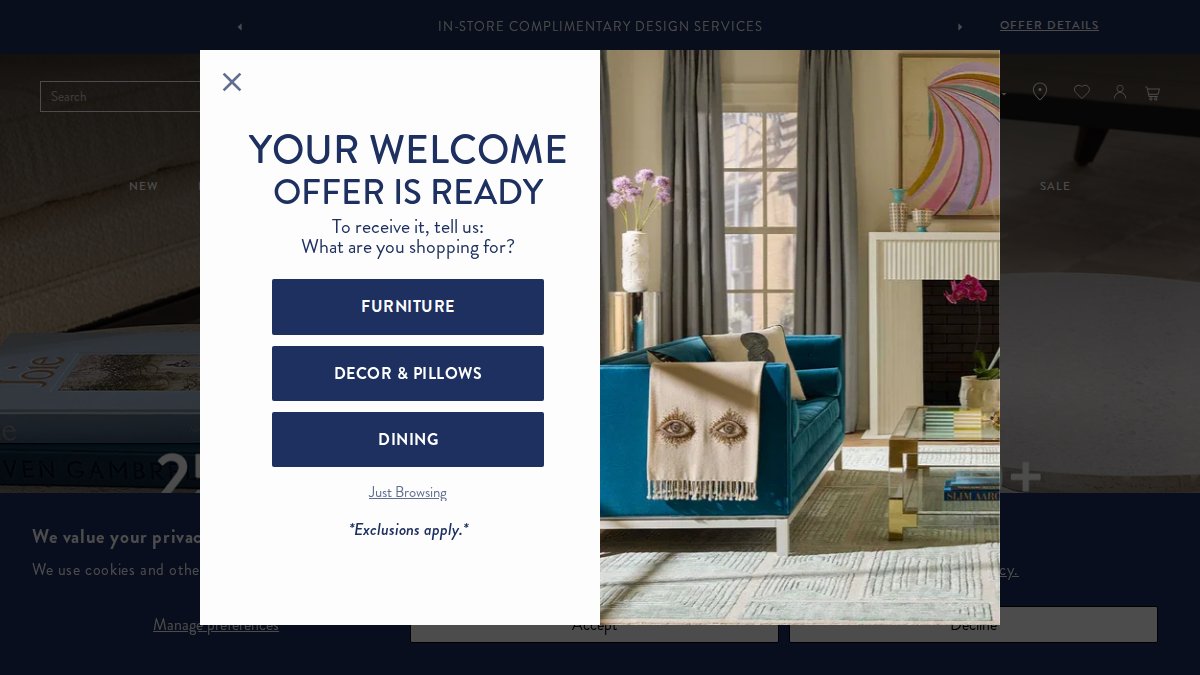 Screenshot of jonathanadler.com interface