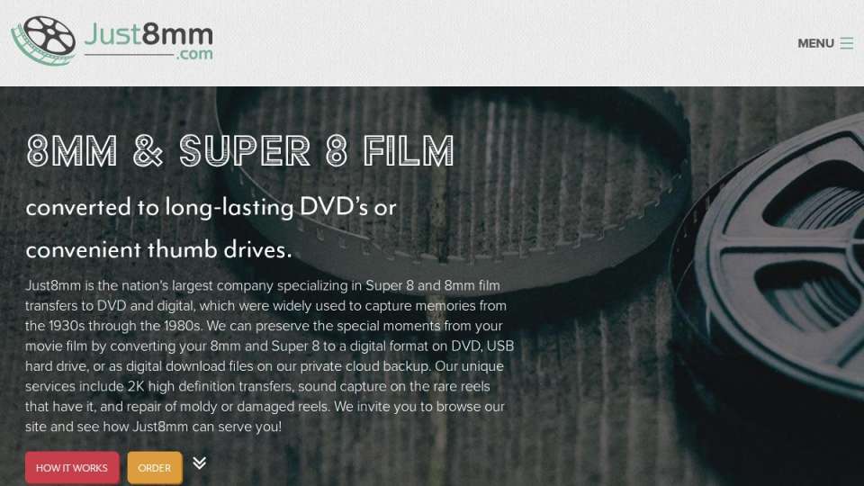 Screenshot of just8mm.com interface