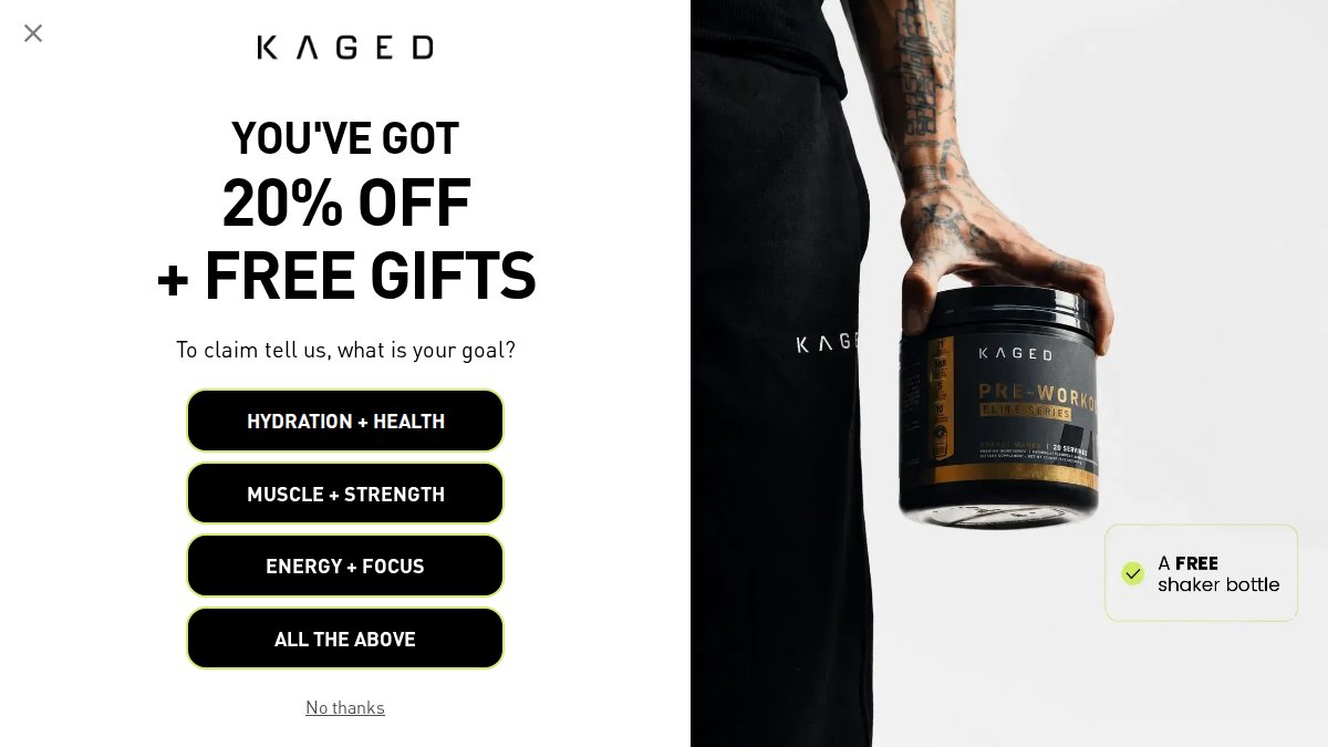 Screenshot of kaged.com interface