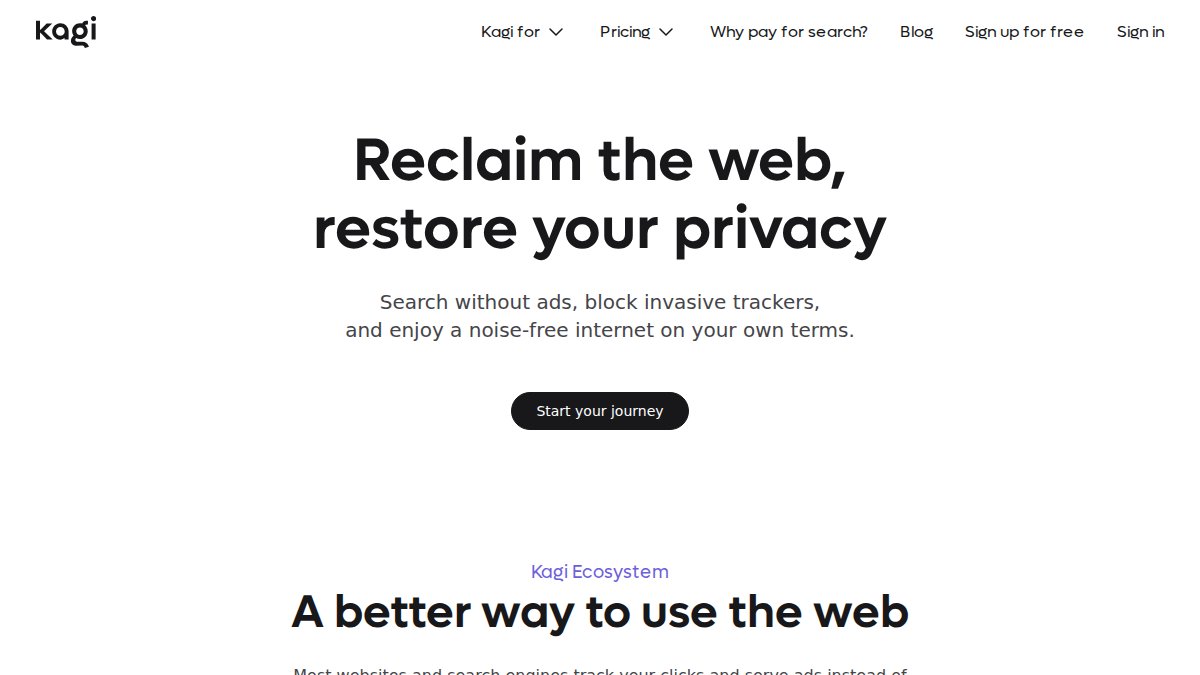 Screenshot of kagi.com interface