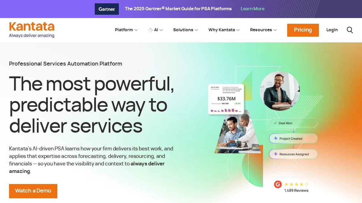 Screenshot of kantata.com interface