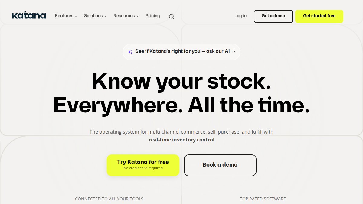 Screenshot of katanamrp.com interface
