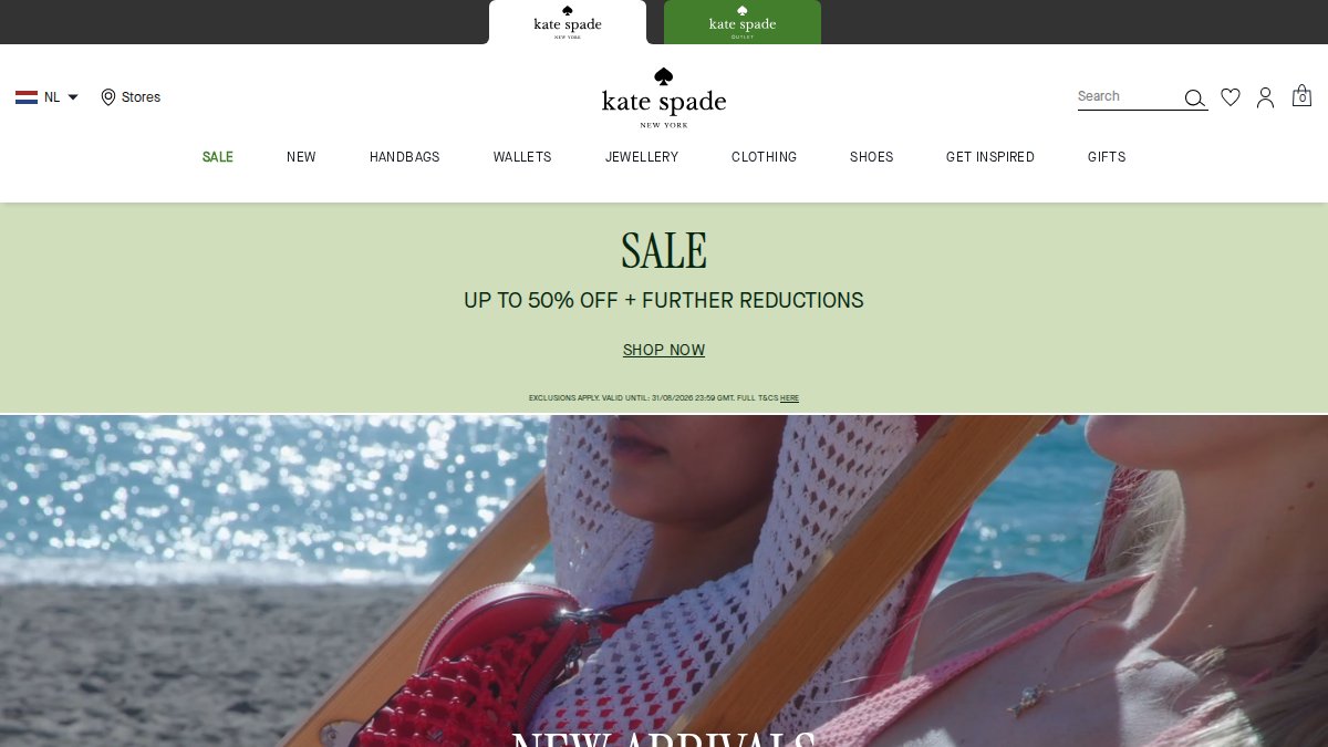 Screenshot of katespade.com interface