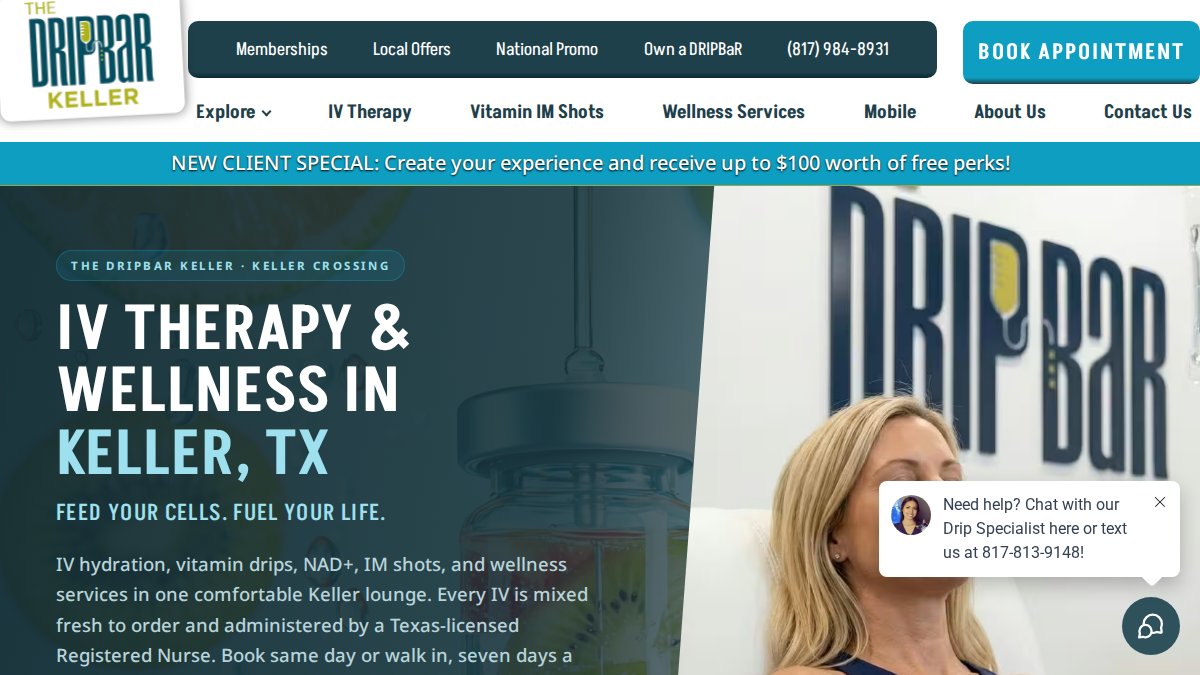 Screenshot of keller.thedripbar.com interface