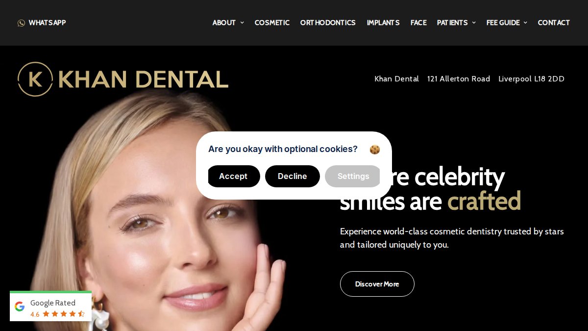 Screenshot of khandental.co.uk interface