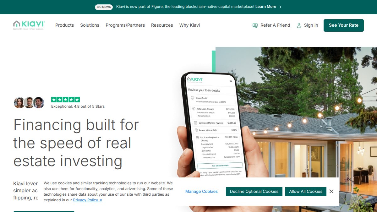 Screenshot of kiavi.com interface