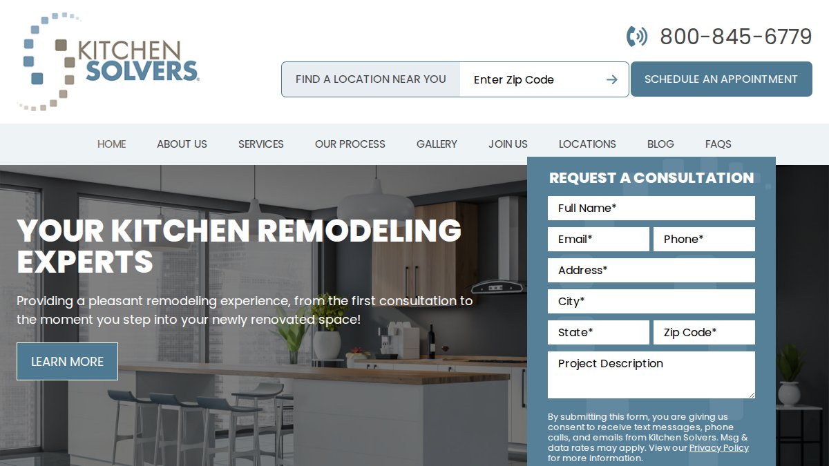 Screenshot of kitchensolvers.com interface