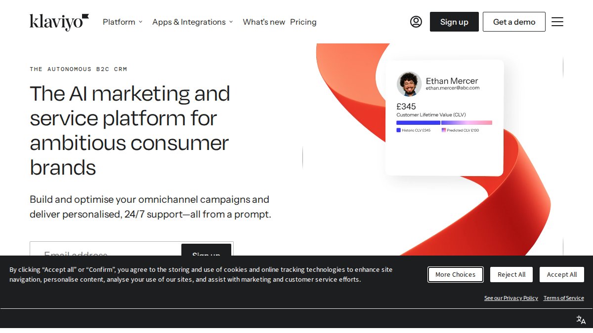 Screenshot of klaviyo.com interface