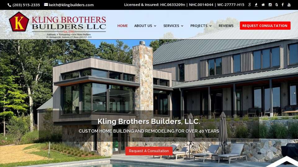 Screenshot of klingbrothersbuilders.com interface