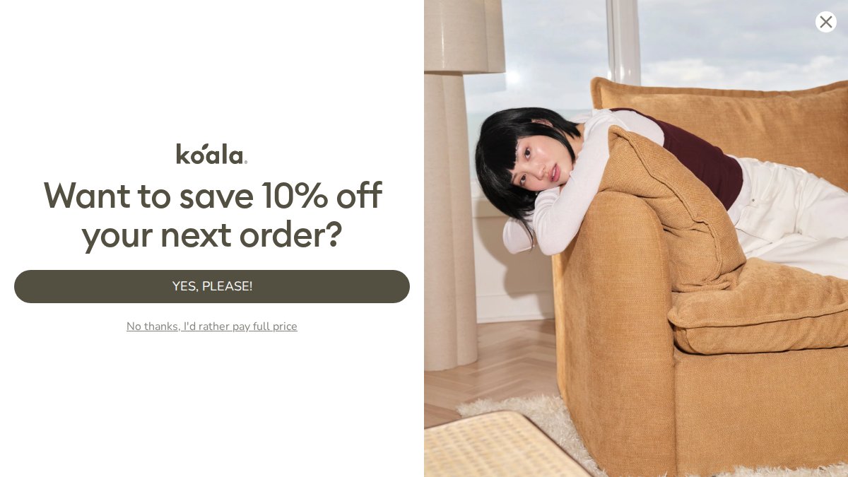 Screenshot of koala.com interface