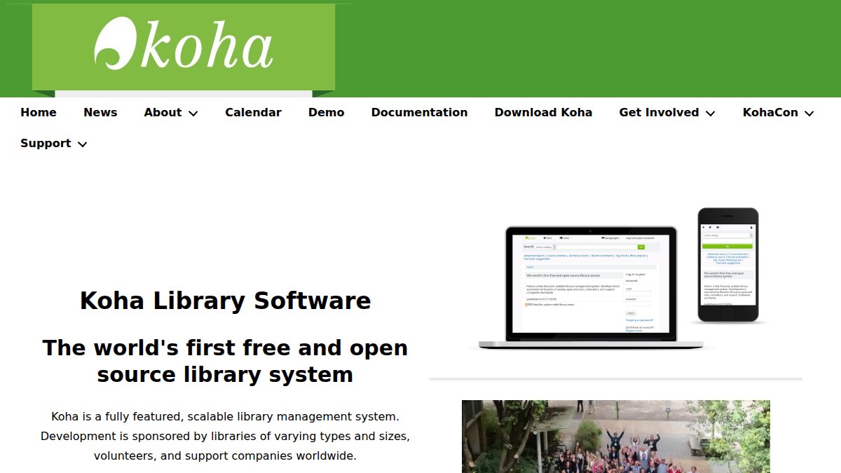 Screenshot of koha-community.org interface