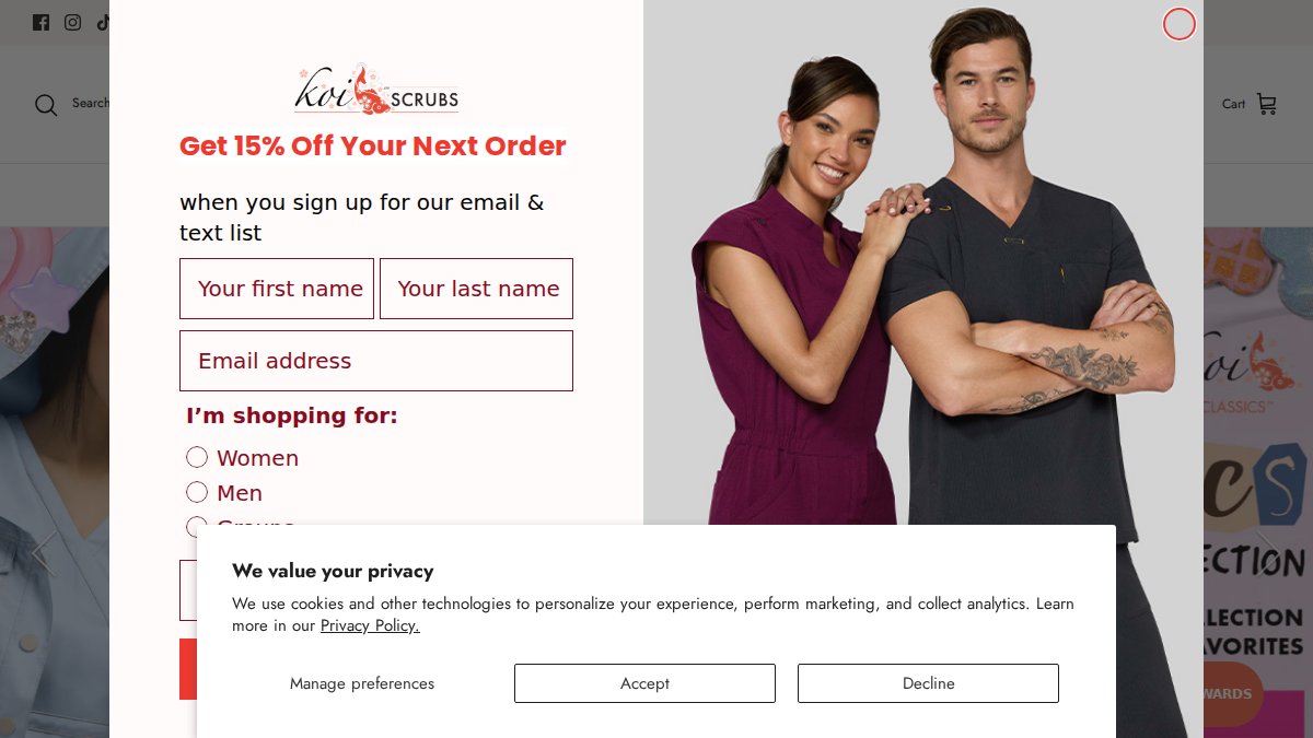 Screenshot of koihappiness.com interface