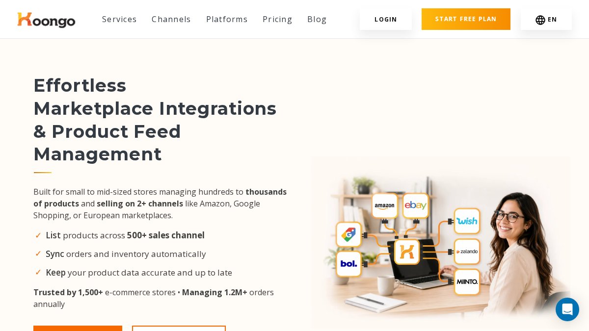 Screenshot of koongo.com interface
