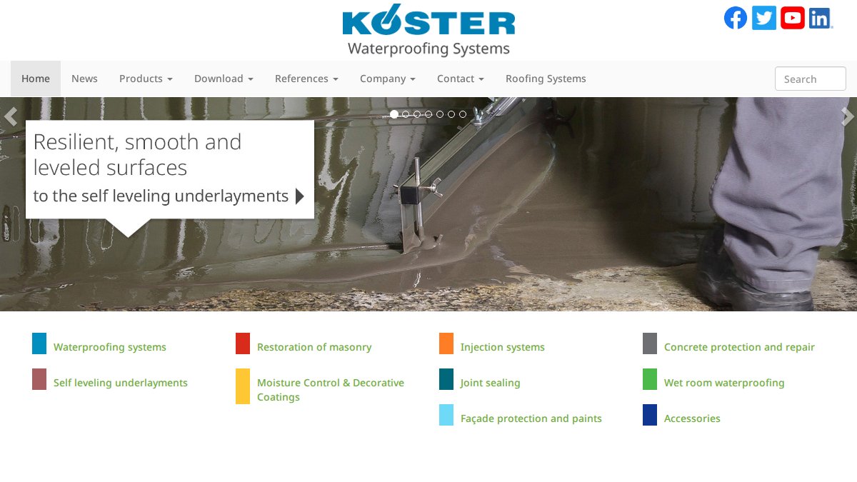 Screenshot of kosterusa.com interface