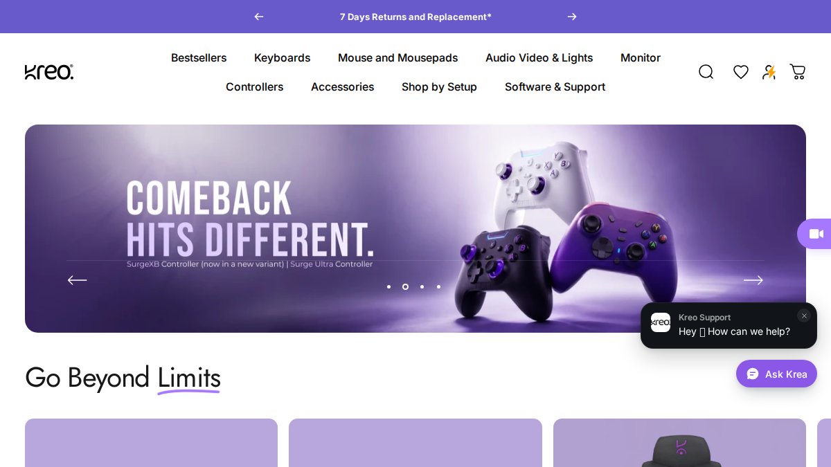 Screenshot of kreo-tech.com interface