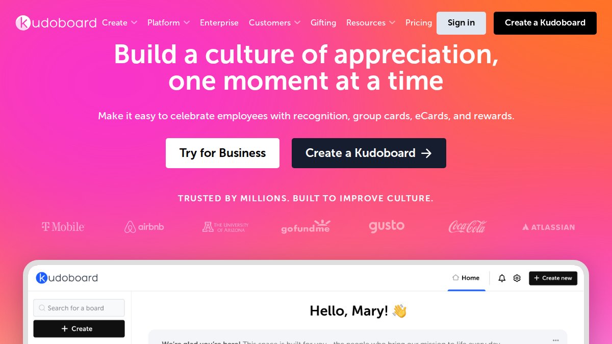 Screenshot of kudoboard.com interface