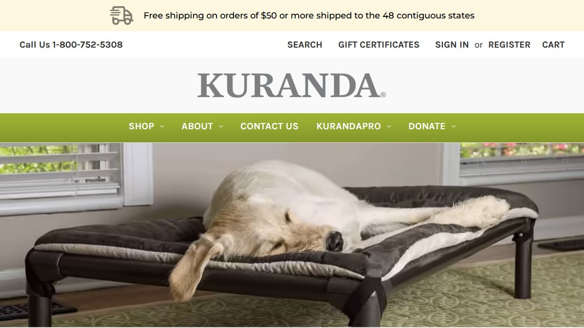 Screenshot of kuranda.com interface