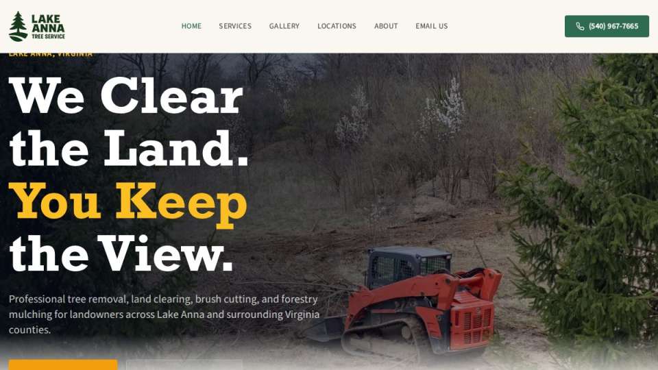 Screenshot of lakeannatreeservice.com interface