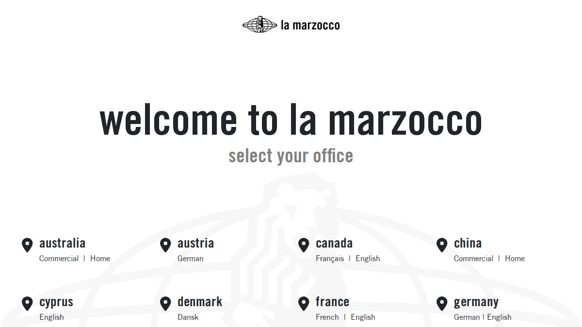 Screenshot of lamarzocco.com interface