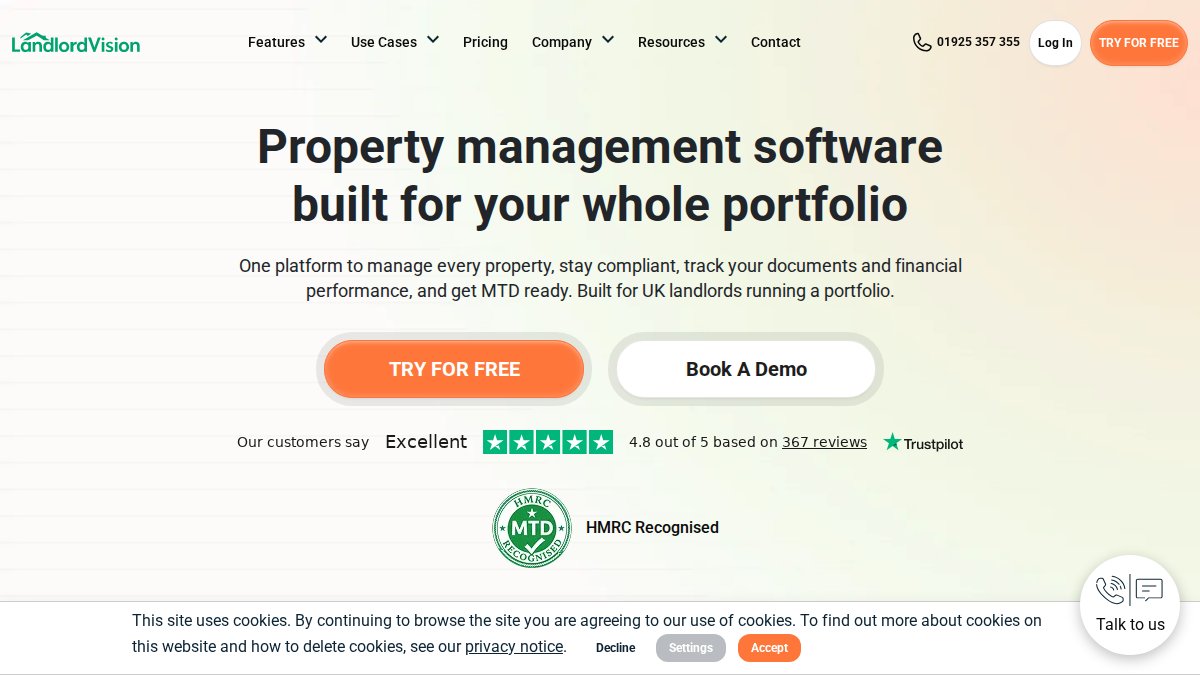Screenshot of landlordvision.co.uk interface