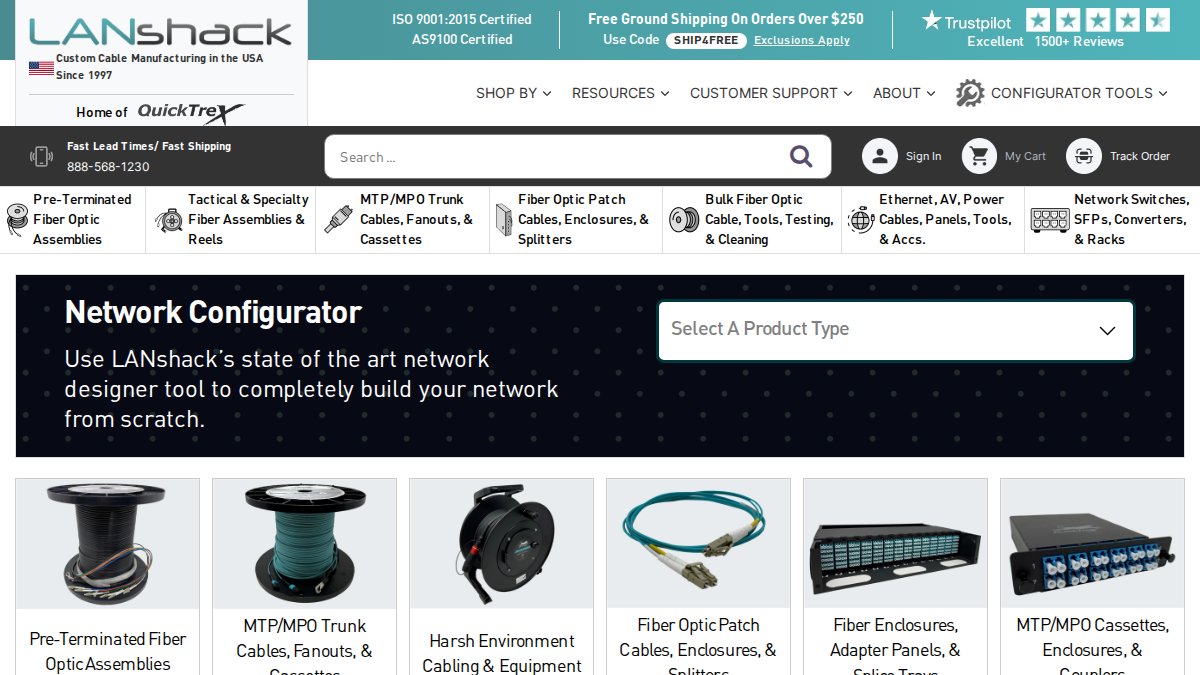 Screenshot of lanshack.com interface