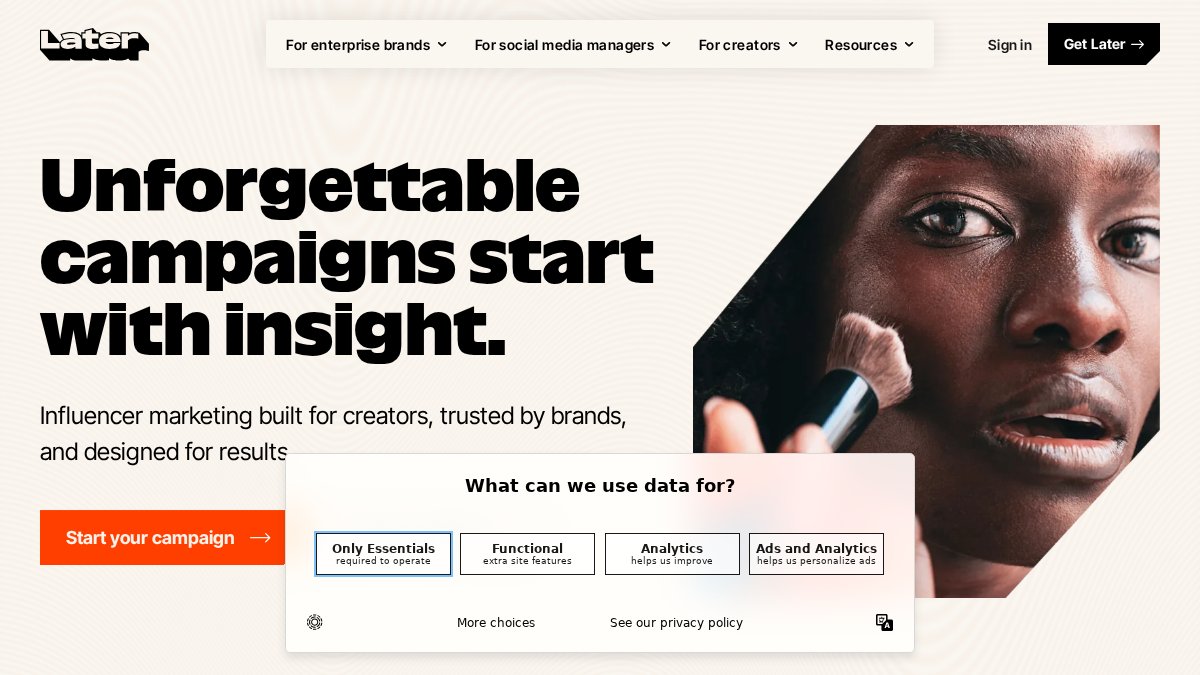 Screenshot of later.com interface