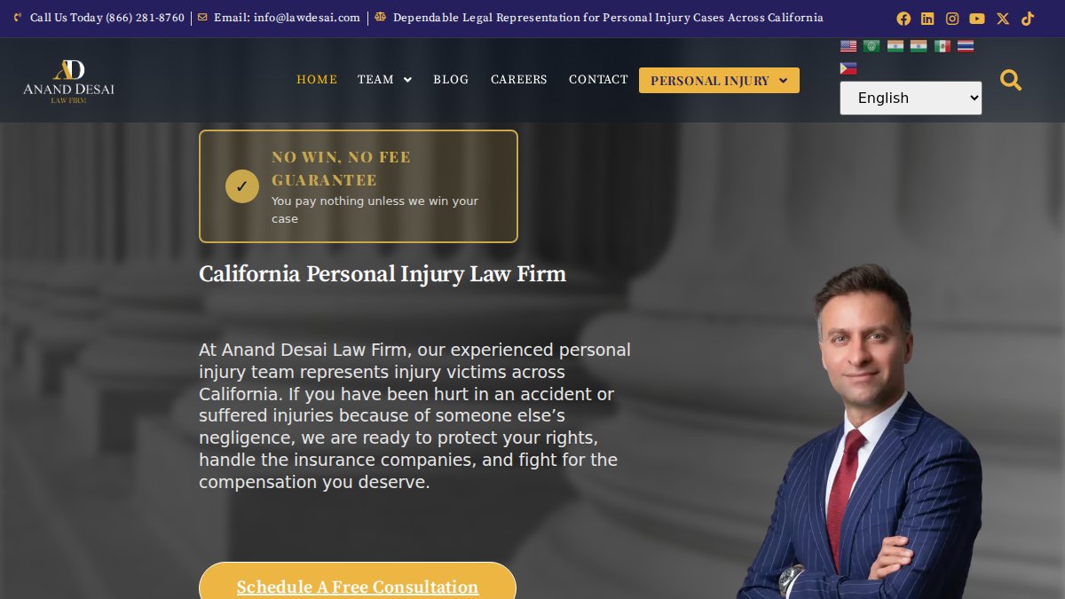 Screenshot of lawdesai.com interface