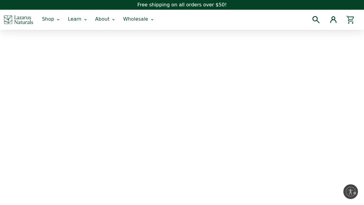 Screenshot of lazarusnaturals.com interface