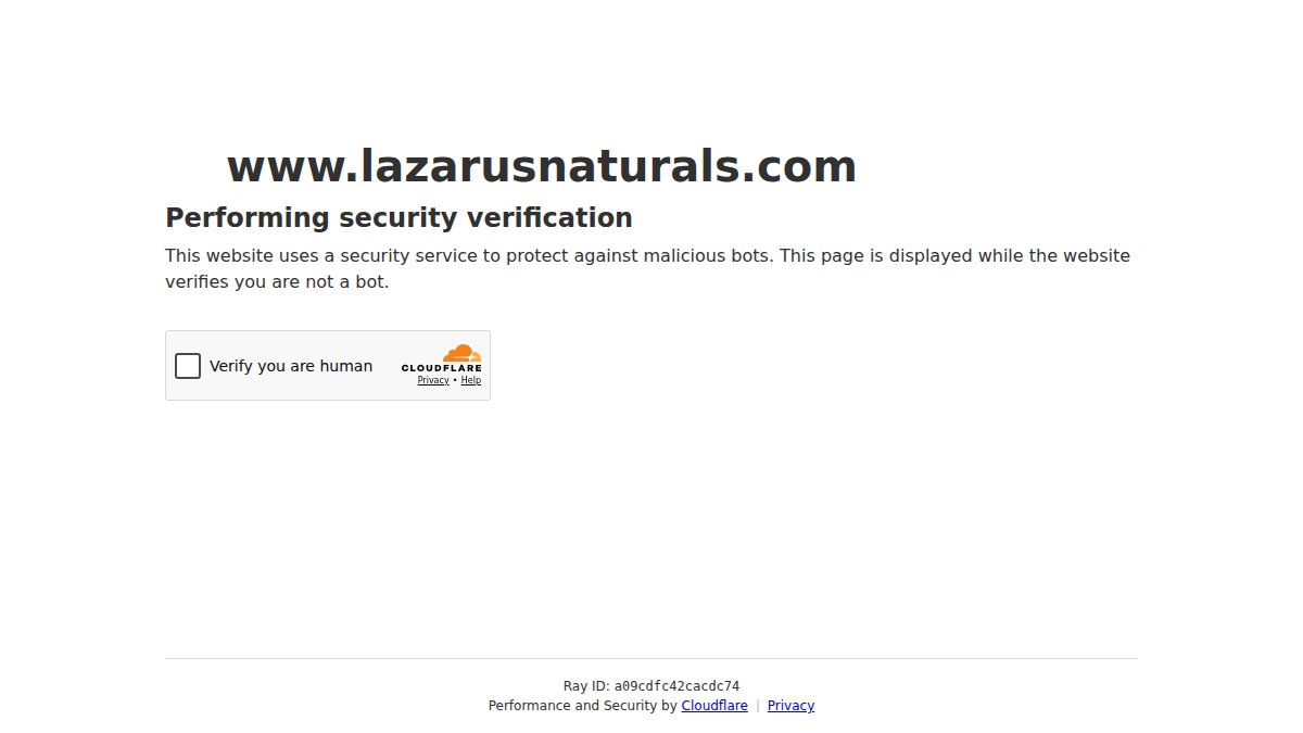Screenshot of lazarusnaturals.com interface