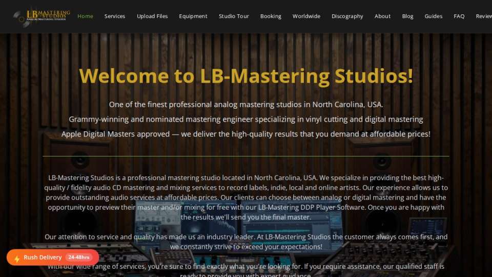 Screenshot of lbmastering.com interface