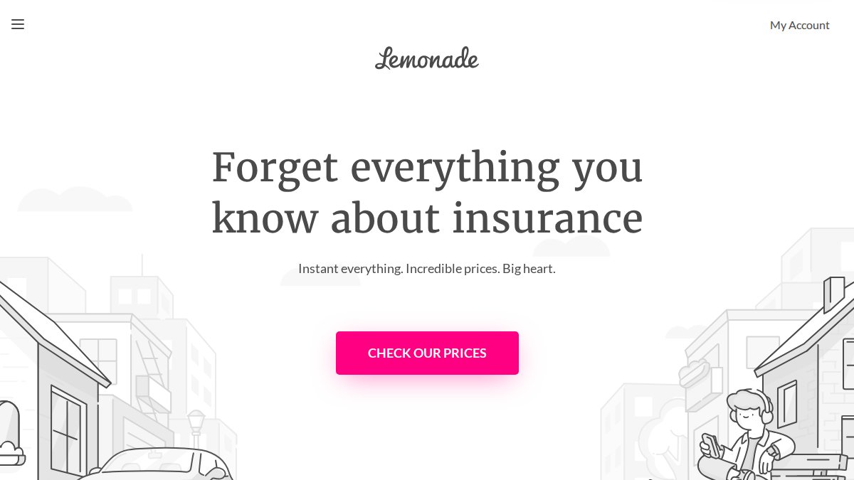 Screenshot of lemonade.com interface