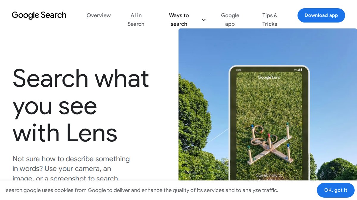 Screenshot of lens.google interface